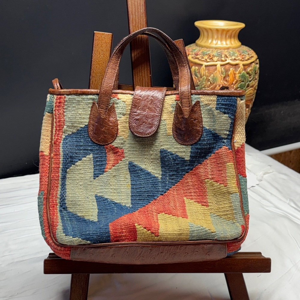 Artisan Geometric Tote Bag in Earth Tones